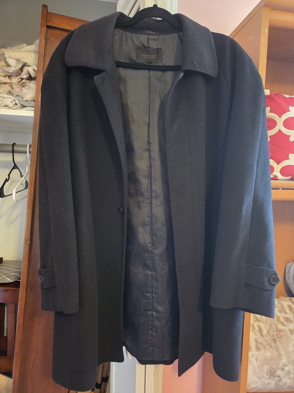 Balestrino Classic Black Wool Blend Car Coat / Overcoat Jacket